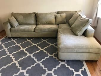 Very Comfy Olive Suede Couch - Easily Sleeps 2 Adults! 1