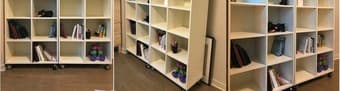 2 of bookshelf with four wheel and 3 of closet with four wheel 1