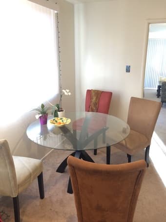Moving Sale, glass dining room table and 4 chairs set 150 OBO 1