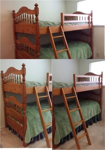 Twin bed / bunk bed solid wood oak frame with mattress and box spring 1