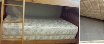 Twin bed / bunk bed solid wood oak frame with mattress and box spring 2