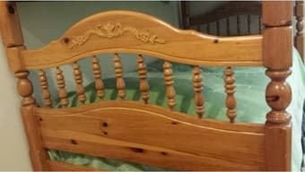 Twin bed / bunk bed solid wood oak frame with mattress and box spring 3