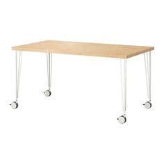 IKEA HILVER Bamboo desk  + 4 KRILLE legs  (w/ casters) 1