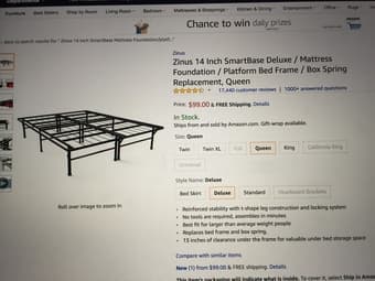 Queen mattress +Deluxe Bed frame 1