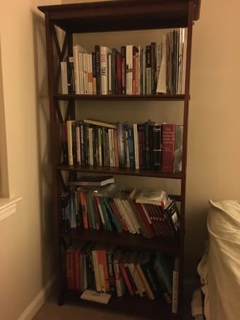 Bookshelves, bench, and stools 2