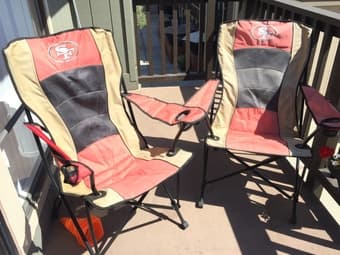 Folding chairs, high back, dual cup holders (two for $30) 1