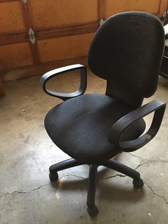 wooden desk + rolling chair 3