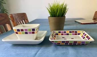 SQUARE SERVING PLATES AND BOWL 2