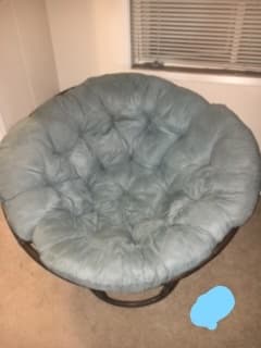 Bamboo papasam chair with blue cushion 1