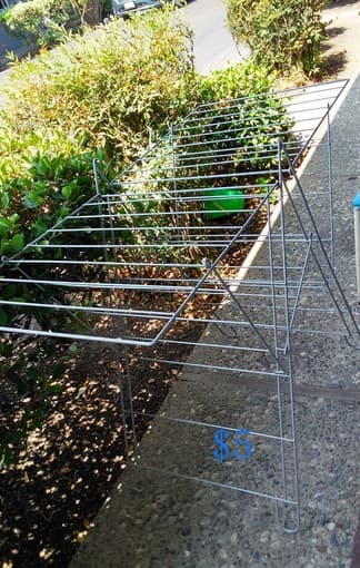 metal drying rack($5), plastic clothes rack($3), Laundry basket($2) 2