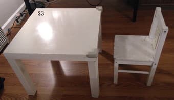 Desk and chair for kids($2), ikea mirror($5), fan($2) 1