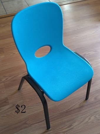 Desk and chair for kids($2), ikea mirror($5), fan($2) 2