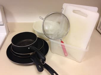 Moving Sales: chair, kitchenware, desk lamp, IKEA drawers, 3