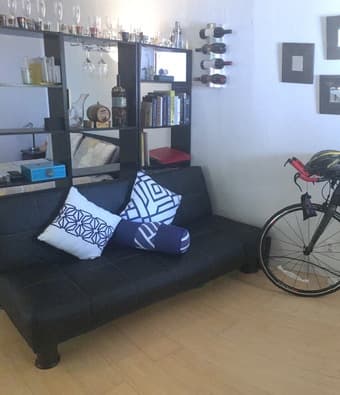 Black Leather Futon Excellent Conditions 1