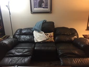 3 seat black leather reclining sofa 3