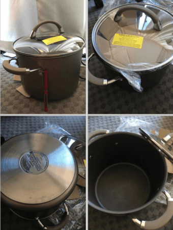 NEW! high quality large stock pot with lid. Circulon hard anodized. 1