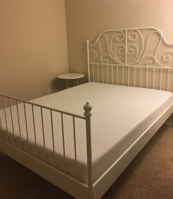 Queen Bed Frame (IKEA) Leirvik with good slats 1