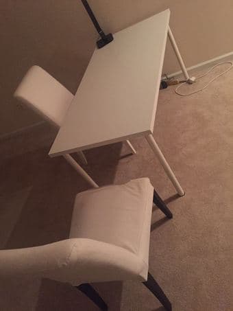 Queen Sized Mattress and Base, table, chair, drawer, nightstand 2