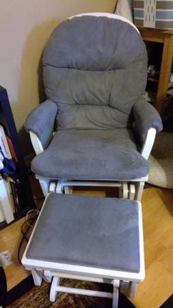Shermag Glider Chair (Gray / Blue) with Gliding Ottoman 1