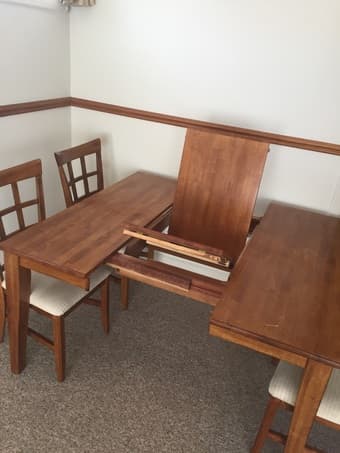 Expandable Hard Wood Dining Table + 4 Chairs 2