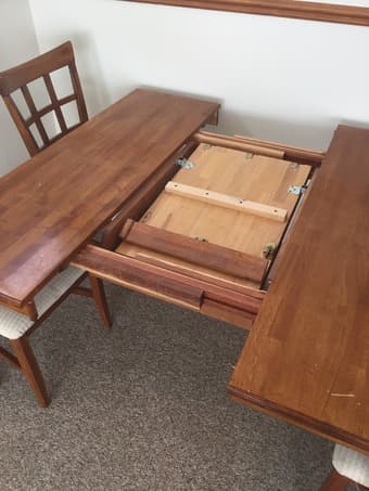 Expandable Hard Wood Dining Table + 4 Chairs 3