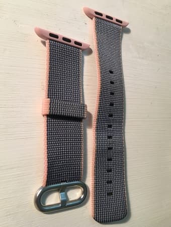 38mm Apple Watch Woven Nylon Band, Grey/Pink 1