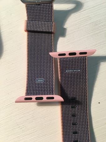 38mm Apple Watch Woven Nylon Band, Grey/Pink 2