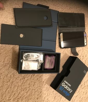 Samsung Galaxy S7 edge unlocked: original box + Wallet Case + charger 3