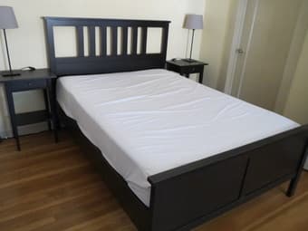 Full/Double Size Bed Frame - IKEA HEMNES Black-Brown 2