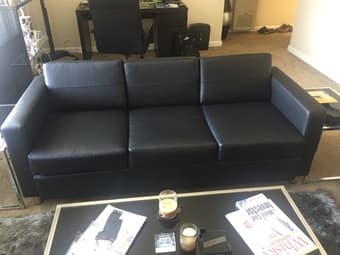 Black Leather Couch and Love Seat For Sale 1