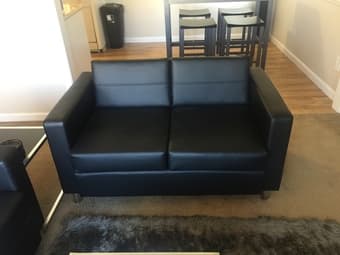 Black Leather Couch and Love Seat For Sale 2