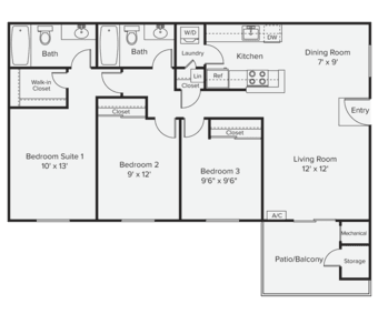 Bedroom for rent in Avalon Mountain View Apartment Complex 3