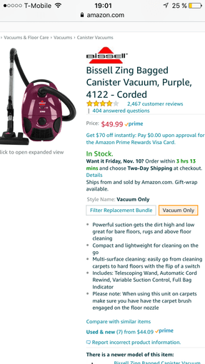 Like new, Bissell Zing Bagged Canister Vacuum, Purple, 4122 - Corded 2