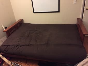 Dark wood futon w/mattress 3