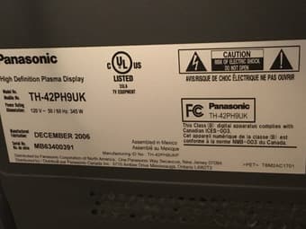 42" Panasonic Plasma TV 2
