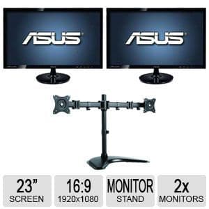 x2 ASUS Full HD 23" 1920x1080 Monitors w/ Vivo Stand 2