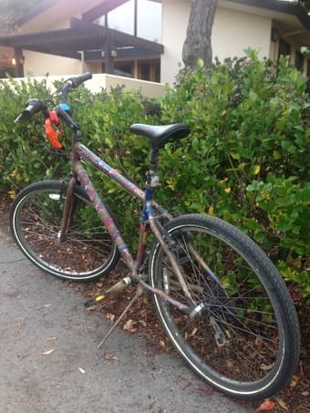Bicycle for men or women.  Cool colors. Lights. Helmet. Lock 1