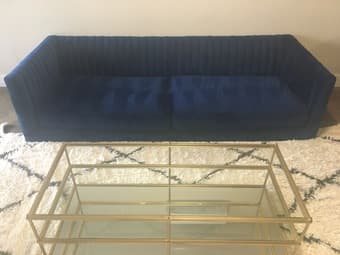 Hagen navy blue velvet sofa 1