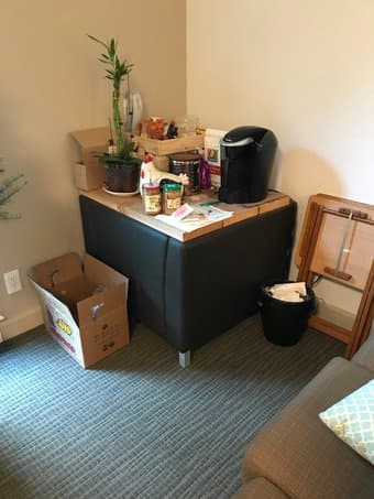 Convert square chair into table! 1