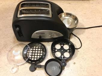 Toaster with egg cooker, muffin and meat warmer 1