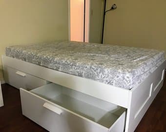 IKEA Bedframe with storage drawers, Queen size 2