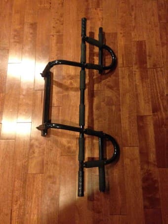 Move out sale, pull up bar, tennis racket, camping chair, gym rings 1