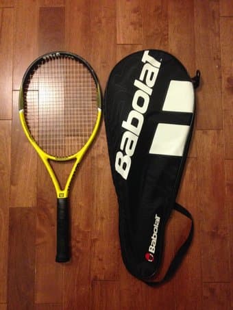 Move out sale, pull up bar, tennis racket, camping chair, gym rings 2