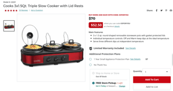 Cooks 3x1.5Qt. Triple Slow Cooker with Lid Rests 1