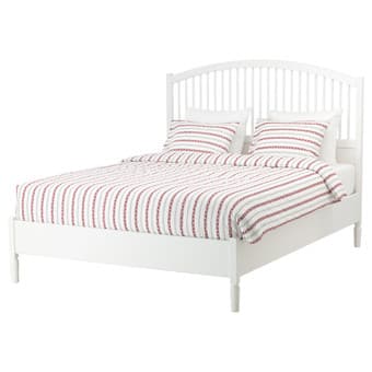 white ikea farmhouse queen bed (frame & mattress) for sale 2