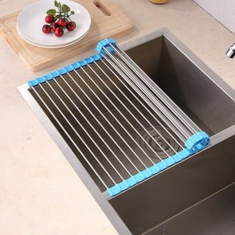 Over the Sink Multipurpose Roll-Up Dish Drying Rack 16.1" x 18.5" NEW 1