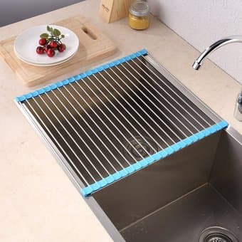 Over the Sink Multipurpose Roll-Up Dish Drying Rack 16.1" x 18.5" NEW 3