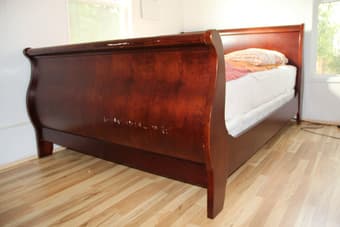 Queen sized solid cherry wood box spring bed 1