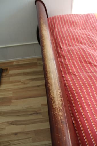 Queen sized solid cherry wood box spring bed 2