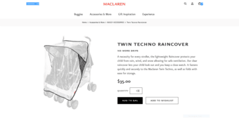 MacLaren single umbrella strollers; double stroller Rain Cover 3
